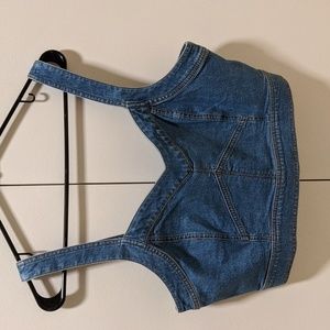 NWT Madewell Cotton-Hemp Denim Supercrop Tank Top in Gabler Wash Size 10